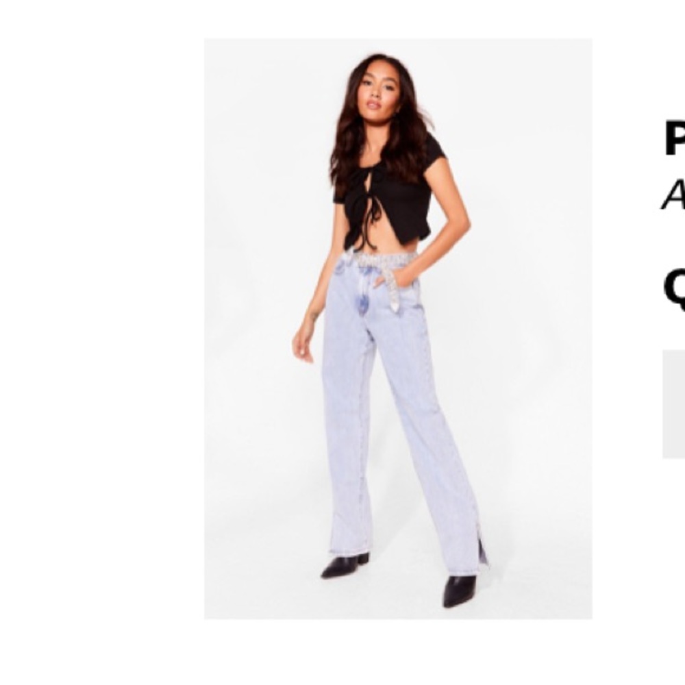 Nasty Gal Petite High Waisted Split Hem Jeans. Distressed